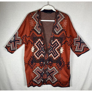 Peruvian Connection Open Front Cardigan Womens L Pima Southwestern Aztec Boho